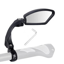 JZK Right Side Bike Mirror with Stainless Steel Lens - 360 Degree Rotatable Adjustable Cycle Mirror for Bike Handlebar