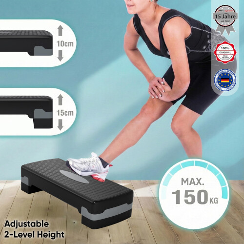 Ultrasport Aerobic Exercise Step Board I Non-Slip,2-Level Height Adjustable 2