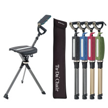Ta-Da Chair Series 2 PRO - Walking Stick with Seat, Lightweight Aluminium Pole Frame & Sturdy Foldable Stool (up to 136kg), Easy Folding Design, Ideal