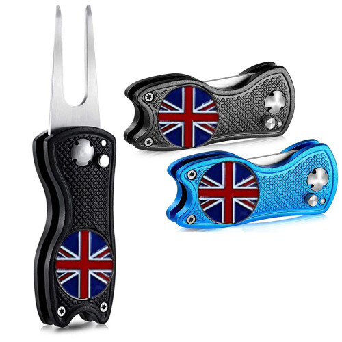 FINGER TEN Golf Divot Repair Tool 1/2 Pack (Grey+Black+Blue-3 Pack)