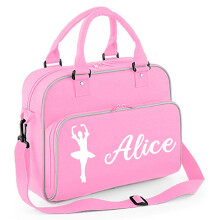 Personalised Dance Bag for Girls 15L With Adjustable Shoulder Strap & Zip Pocket - Ballet Bags With Name - Dancer Gifts - Gym Bag (Baby Pink)