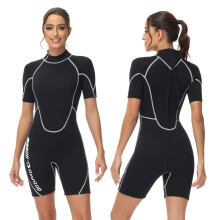 Owntop Shorty Wetsuit Womens Back Zip Short Sleeve, Black M