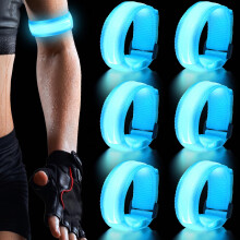 TranRantic 6 Pcs LED Light Up Armbands, Reflective Wristbands(Blue)
