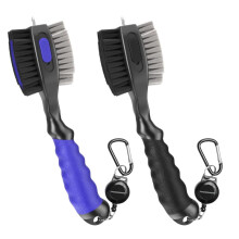 2 Pack Golf Club Brushes and Groove Cleaner 2 ft Retractable Zipline Carabiner Golf Brush Head with Retractable Spike Comfortable Grip Golf Club Clean