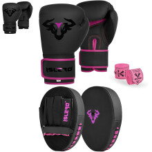 Islero Boxing Gloves And Pads Set Focus Pads Mitts Hook And Jab Hand Target Strike Shield Training Sparring MMA Martial Arts Muay Thai Kickboxing Kara