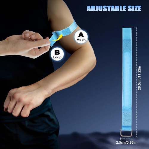 TranRantic 6 Pcs LED Light Up Armbands, Reflective Wristbands(Blue) 2