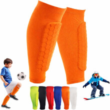 OBVOLO Football Shin Pads for Kids, Youth & Adults Padded Football Shin Guards with Calf Compression Lightweight Protective Gear for Football, Rugby,