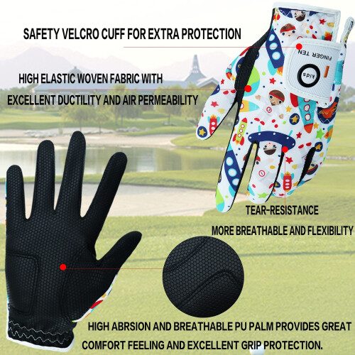 FINGER TEN Kids Golf Gloves Pair for Left and Right Hand(White, Medium) 1