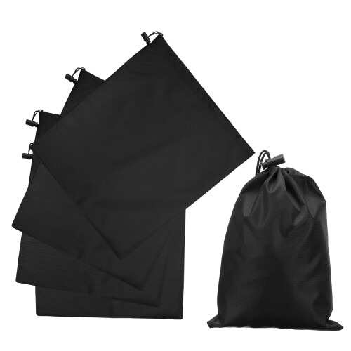 sourcing map 5Pcs Polyester Drawstring Bag with Toggle, 14 x 16 Inch, Black