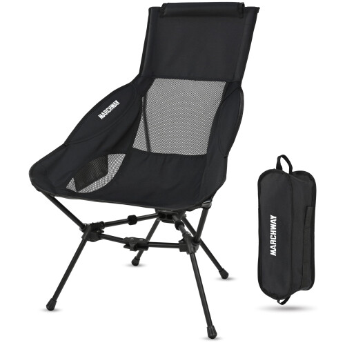MARCHWAY Lightweight High Back Folding Camping Chair with Head Support