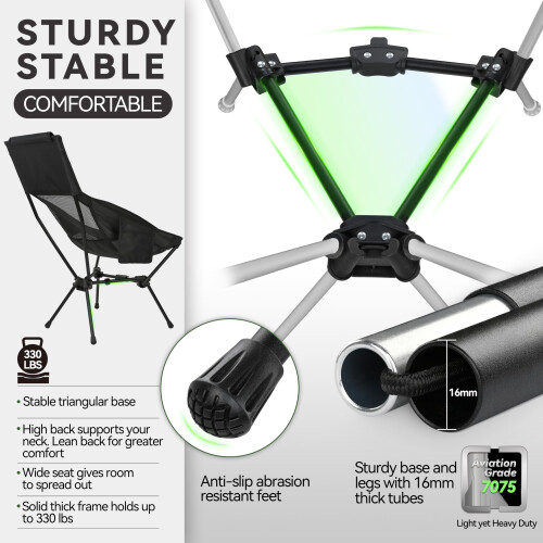 MARCHWAY Lightweight High Back Folding Camping Chair with Head Support 1