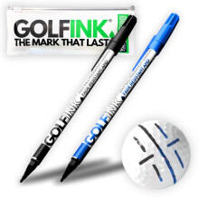 2-Pack GOLFINK Golf Ball Marker Pen - Fade-Resistant Permanent Ink, Valve-Controlled Nib, Durable Aluminum Body (Black) (Black + Blue)
