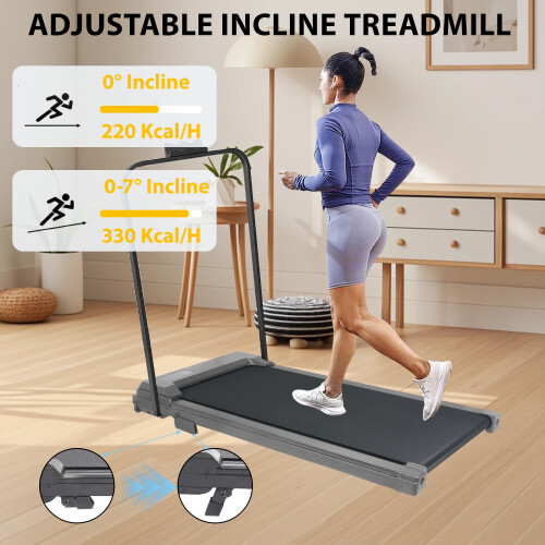 Walking Pad with Incline 7 Foldable Under Desk Treadmill Holder Grey 1