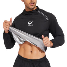 LAZAWG Sauna Jacket for Men Long Sleeves Short Side Zip Sauna Suit Exercise Sweat Suits