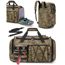 RAINSMORE Sports Gym Bag for Men Women, 45L Large Duffel Bag Khaki Camo
