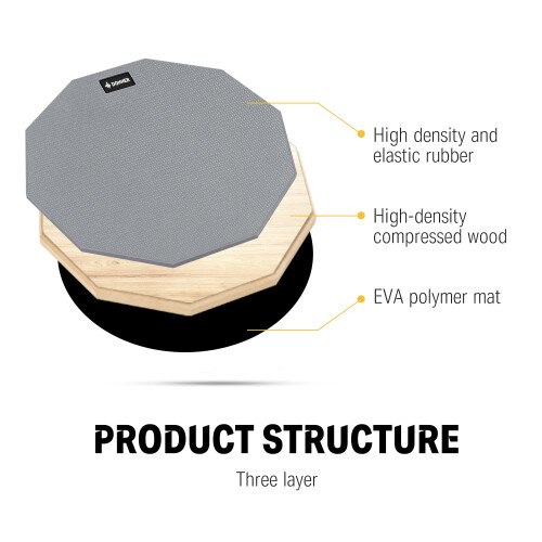 Donner Drum Practice Pad 8 inch/20.32cm with 5A Drumsticks, Single Sided Snare Drum Pad for Drummers, Stand Mountable, Gray 1