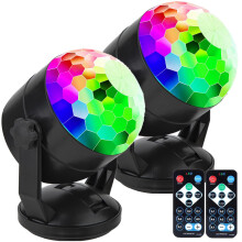 [Pack of 2] Remote Control Battery Powered Portable Sound Activated Party Lights for Outdoor and Indoor, USB Plug in, Dj Lighting, RBG Disco Ball, Str