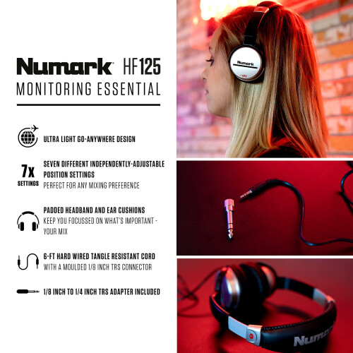 Numark Numark HF125 Closed-Back DJ Headphones 1