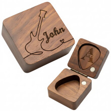 Lunea Personalised Wooden Guitar Picks with Box – Custom Engraved Guitar Pick Holder Box, Unique Gift for Guitar Players, Father’s Day, Christmas