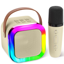 Aplsinvivi Mini Karaoke Machine Speaker for Kids, Toys for Girls Boys Friends Age 3-12+, Birthday Gifts Portable Bluetooth Speaker with Wireless Mics