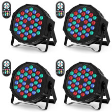 U`King 4 Pack RGB 36 LED Stage Lights with Remote Control, 72W LED Par Can Light Console 7CH Control, 7 Modes Disco Lights for Parties Wedding Club Pa