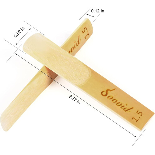 Sovvid Bb Clarinet Reeds - 10 Pack, Strength 1.5 with Plastic Box, Thinner Tip & Unfiled Cut for Easy Play 1