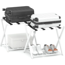 COSTWAY estante para bagagem dobrável, metal, 4 correias, 68 x 43 x 58 cm, branco