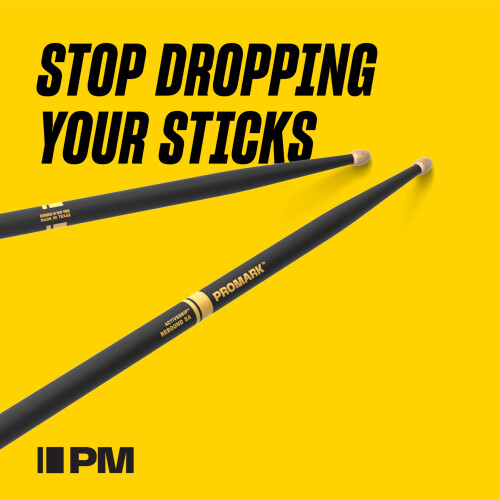ProMark Rebound ActiveGrip R5AAG 5A Drumsticks, Acorn Tip, Black 1