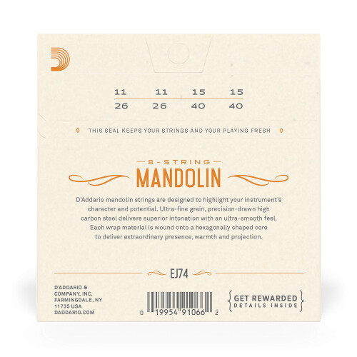 D'Addario Phosphor Bronze Mandolin Strings EJ74, 11-40 2