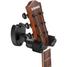 Donner Guitar Hanger Wall Mount Auto Lock Guitar Holder Wall Mount for Acoustic, Electric, Bass, Ukulele, Mandolin (Black)