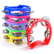 BOUBONI 12 Pack Colorful Tambourine for Kids Adult Plastic Handheld Tambourine Musical Instruments with 4 Metal Jingles for Classroom, Preschool, Fami