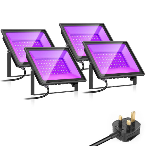 Glostars UV Black Light for Glow Party & Halloween 60W 4-Pack