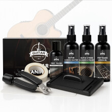 WAN2TLK 9Pcs Guitar Cleaning Kit, Guitar Maintenance Kit Includes Fret Polish, Cleaning Solution, Fretboard Lemon Oil, String Cleaning & Polish, Strin