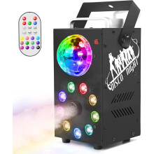 Leleght Smoke Machine 700W Fog Machine 3 in 1 Equipped with DJ Disco Ball and 9pcs RGB LED Lighting Function Controlled by Remote for Christmas Hallow