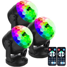[Pack of 3] Remote Control Battery Powered Portable Sound Activated Party Lights for Outdoor and Indoor, USB Plug in, Dj Lighting, RBG Disco Ball, Str