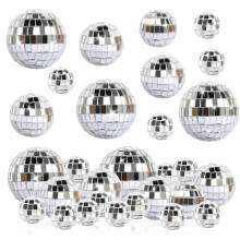 prota Mirror Disco Ball, 32 PCS Silver Glitter Ball Disco Balls Decor, Shiny Disco Ball Reflective Mirror Ball Glass for Disco Party Wedding Christmas