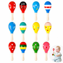12 PCS Wooden Baby Maracas,Mini Maracas Baby for Babies Toddlers Kids