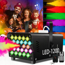 NZQXJXZ Fog Machine with 24‑Color LED Lights, Wireless Remote for Halloween