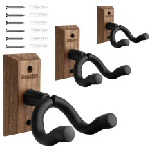 STRICH Guitar Wall Mount, Black Walnut Wood Guitar Wall Hanger, U-Shaped Guitar Stand Holder Hook for Acoustic Electric Guitars, Bass, Ukulele, Violin