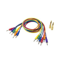 Korg - SQ-CABLE6 - 75cm Mini Jack Patch Leads with Two Adaptors - Pack of 6 - Mixed Colours