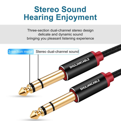 SHULIANCABLE Guitar Instrument Cable,6.35mm TRS Stereo Audio Cable (2M) 1