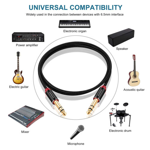 SHULIANCABLE Guitar Instrument Cable,6.35mm TRS Stereo Audio Cable (2M) 2
