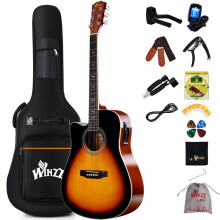 Winzz 4/4 Electro Acoustic Guitar, Left-Handed Western Guitar Set, Adult Beginners, Acoustic Guitar 41 Inch with 4-Band Equaliser (Dreadnought,Glossy