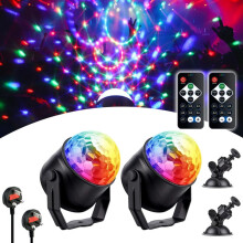 Disco Lights, Party Lights, 360Rotation Sound Activated, LED mini Disco Balls with Remote Control, 3W RGB, Portable Strobe Light for Birthday, Famil