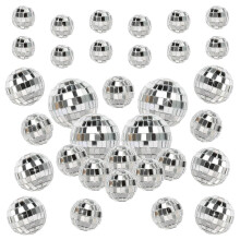 Mini Disco Balls, 32Pcs Silver Disco Balls Mirror Disco Ball, Hanging Mini Disco Ball Decorations for Party Home Wedding Christmas(4 Size)