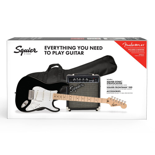Fender Squier by Fender Sonic Stratocaster Beginner Electric Guitar Pack, Black 1
