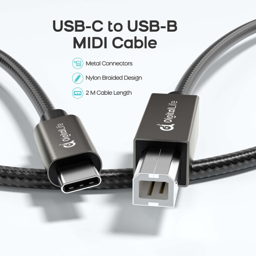 DigitalLife FlexMIDI Vortex USB C to USB B MIDI Cable 2m (2 Pack) 2