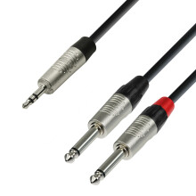 Adam Hall 4 Star Series Rean Instrumentenkabel (2 x 3,5 mm Klinkenstecker auf 2 x 6,3 mm Mono-Klinke) 1.5m