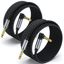 NUOSIYA Guitar Cable 5M 2Pack,6.35 mm (1/4) TS Mono Jack Unbalanced Right Angle Long Instrument Cables, for Electric Guitar, Bass, Keyboard, Electric