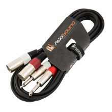 2x Male XLR to 2x 6.35mm 1/4" Mono Jack Twin Lead Audio Signal Cable (3m)